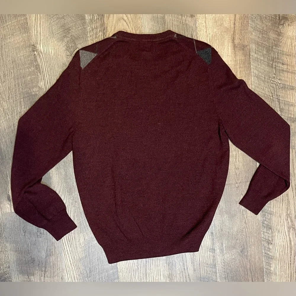 Dockers Sweater Mens Small Grey Blue Diamond Pattern Long Sleeve‎ Pullover